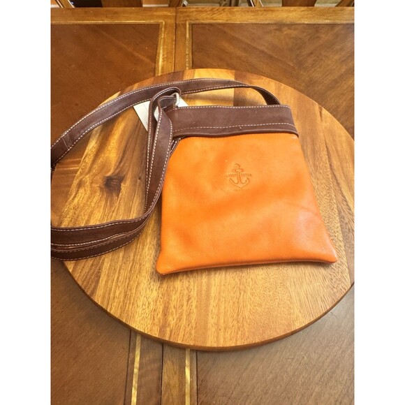 Vera Pelle Florio Bazaar Small Orange/Tan Leather Style Crossbody Bag - Picture 1 of 13